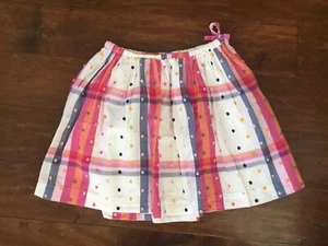 Lands End Girls Polka Dot and Plaid Cotton Skirt Size 7 Pink White - Fun! - Picture 1 of 8