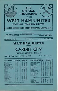 More details for west ham united v cardiff city 1947/1948 - football programme