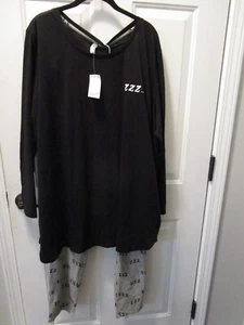 CACIQUE SLEEP BLACK/GRAY ...ZZZ L/S PAJAMA PJ SET  SIZE 22/24 - Picture 1 of 4