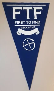 Blue Geocache First to find felt pennant. Geocaching. - Picture 1 of 1