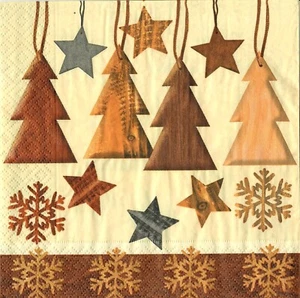 4 x Single Paper Napkins Decoupage Craft Table Christmas trees snowflake 87 - Picture 1 of 2
