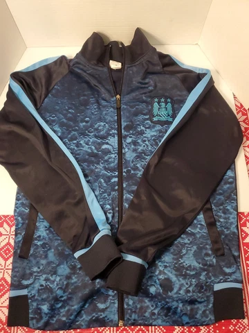 Manchester City Soccer Futbol Club Training Jacket full zip Blue Mens SZ S Cover
