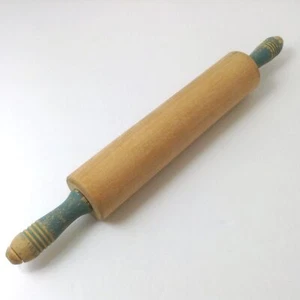 Rodillo de madera vintage primitivo de granja asas verdes rodillo de 17" 10,5" RP4 - Imagen 1 de 5