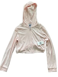 NWT Juicy Couture Womens Size XL Classic Velour Zip Up Cropped Hoodie Pink - Picture 1 of 5