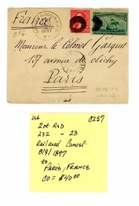 US Cover Scott # 232, 2ct. Washington - Railroad Cancel - CV=$40.00    (23-C257) - Picture 1 of 5