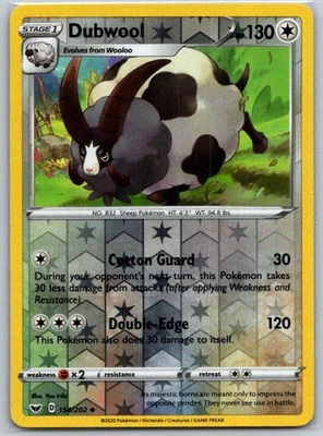 Dubwool 154/202 Reverse Holo SWSH01: Sword & Shield Base Set NM - Image 1 of 2