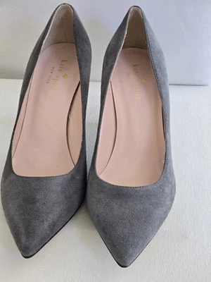 KATE SPADE  NWOB Italy Classic Pointed Toe Gray Suede Kitten Heel Size 6B Jessa - Image 1 of 4