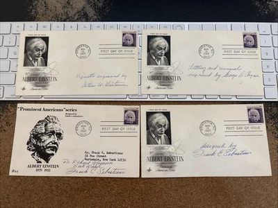1285 Einstein Lot of 4 Signed FDC's by Stamp Designer & More DC2938 - Image 1 of 4
