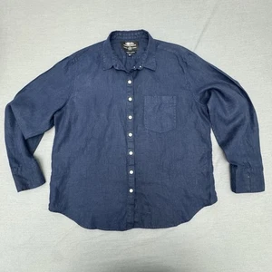 J.CREW Damen blau klassische Passform Baird McNutt irisches Leinenhemd mit Knopfleiste Größe 14 - Bild 1 von 6