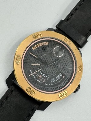 Men Movado BOLD Large Ion Watch - Gold and Black 10 ATM Water Resistant Leather - Image 1 of 4