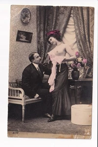 Risque Nude Woman with Man No.5 RPPC - Picture 1 of 2