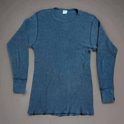 GreatLand Henley Thermal L/S Shirt USA Made Size XL Distressed Black 90s Grunge - Image 1 of 4