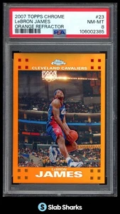 2007 TOPPS CHROME #23 LEBRON JAMES ORANGE REFRACTOR /199 PSA 8 - Picture 1 of 3