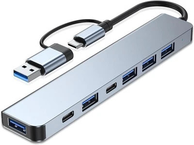 Aluminum 7 in 1 USB C & USB Hub with USB 3.0, USB 2.0 Ports for Pc/Laptops/Macbo - Image 1 of 4