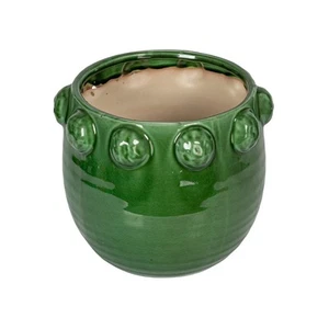 Terra-Cotta Planter with Raised Dots, Green - Picture 1 of 5