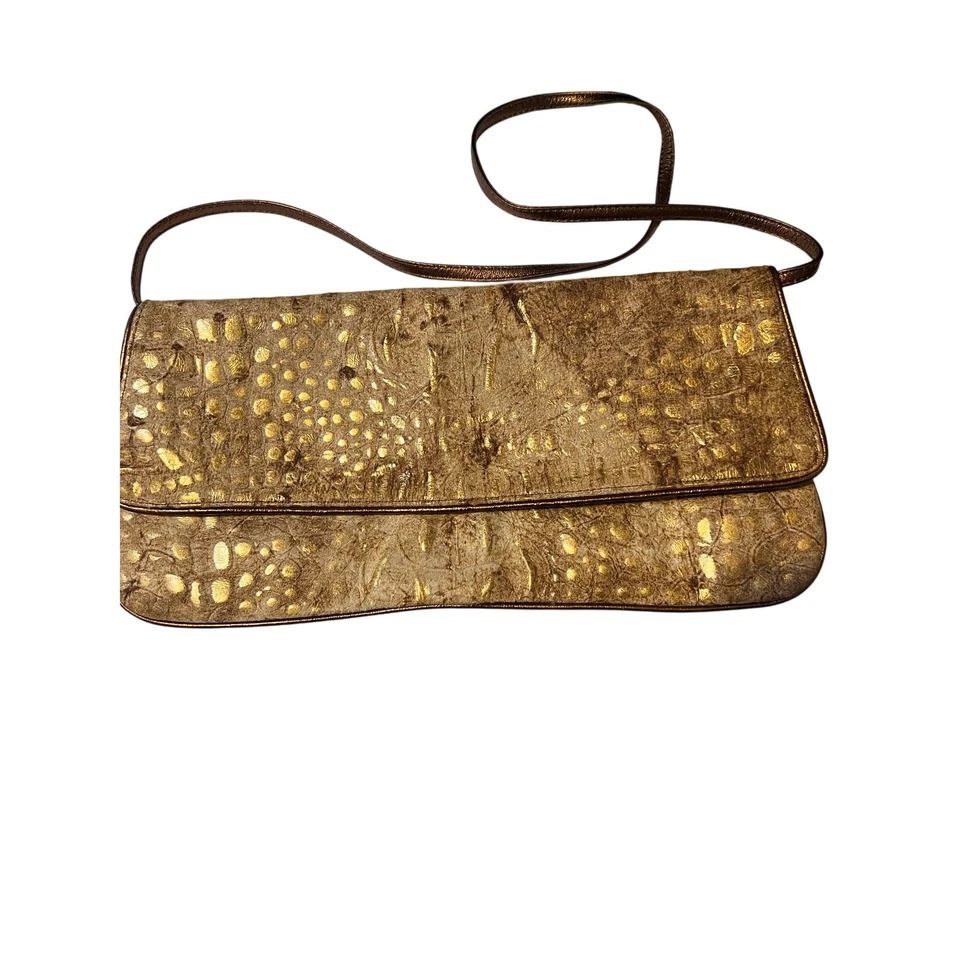 Bolso de hombro vintage Marco Buggiani dorado animal en relieve cuero Foto 1 de 1