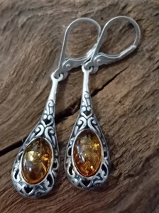 Sterling Silber Ohrringe Set mit Bernstein (1) - Bild 1 von 1