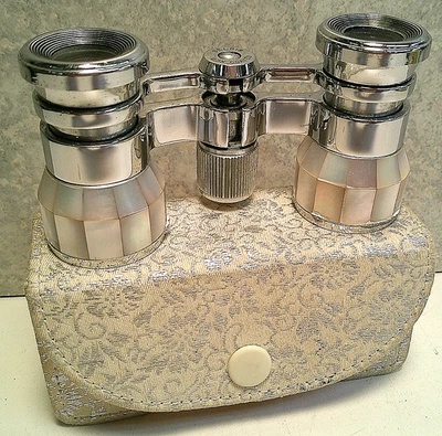 复古 SELSI 2.5x 珍珠母歌剧眼镜 布盒 日本 — 第 1/4 张图片