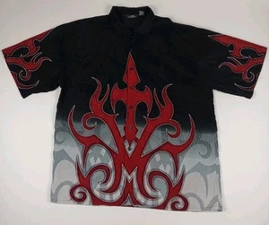 City Impact Polyester Hemd mit Knopfleiste Größe XLarge Tribal Flames All Over Print - Bild 1 von 11