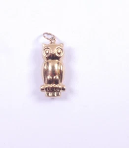 Pendant Charm Owl 9 carat yellow gold 24 mm height - Picture 1 of 6