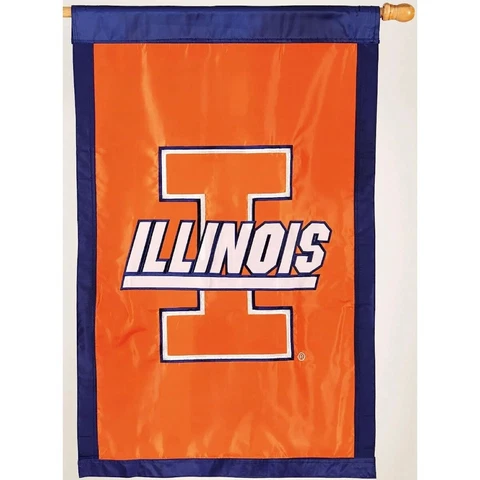 Illinois Collegiate Hanging House Flag Size 28"×44" NEW University of Illinois Cover