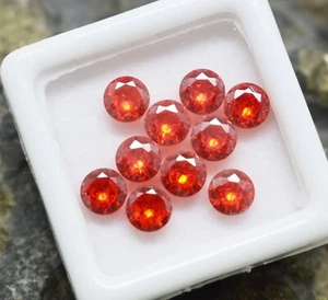 8 Stck. Lot 6 mm Rundschliff Atemberaubend Klein Orange Saphir Zertifiziert Edelstein - Bild 1 von 4