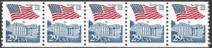 USA Briefmarke #2609 29c. Flagge über Weißes Haus Streifen mit 5 Platten # 5 postfrisch - Bild 1 von 1