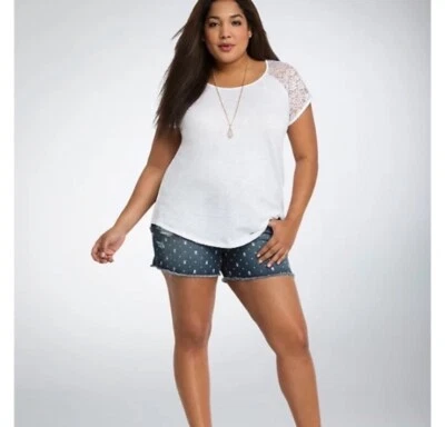 Pantalones Cortos de Jean Torrid Mujer Calaveras Huesos Cruzados Lunares Envejecidos 24 Azul Foto 1 de 4