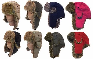 Invierno Deluxe Trooper TRAPPER Sombrero de Esquí Para Hombre Piel Sintética Impermeable Sombrero Gorra - Imagen 1 de 13