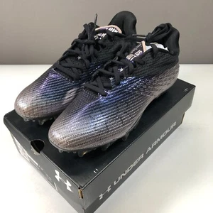 Women's Under Armour Blur Smoke MC Cleats SIZE 7.5 Lacrosse Football Black Gray - Picture 1 of 15