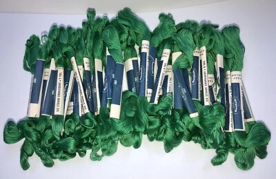 Embroidery Floss Thread Lot Of 44 Skeins Green Hearthside Cross Stitch New Old - Image 1 of 4
