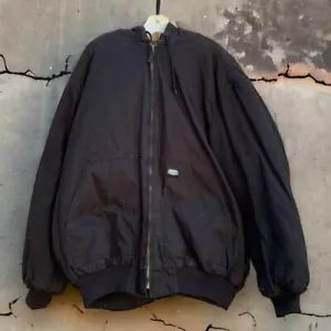 KEY Jacket Canvas Black Mens Size 3XLT Hooded Pockets Workwear Work Distressed - Picture 1 of 13