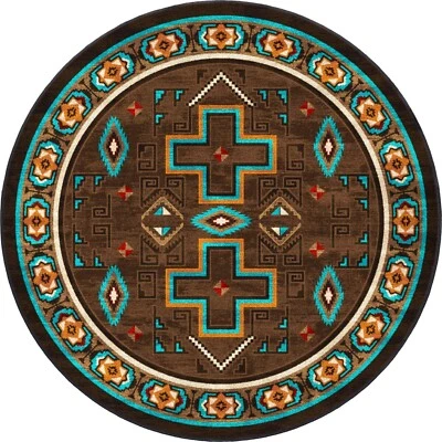 Alfombra redonda Sawtooth Mojave Sunset Cross Southwestern Country Farmhouse 8' Foto 1 de 3