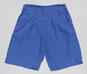 CMC CLICK Color Me Cotton Purple Thin Linen Pleated Buttonfly Long Shorts sz XS - Picture 1 of 3