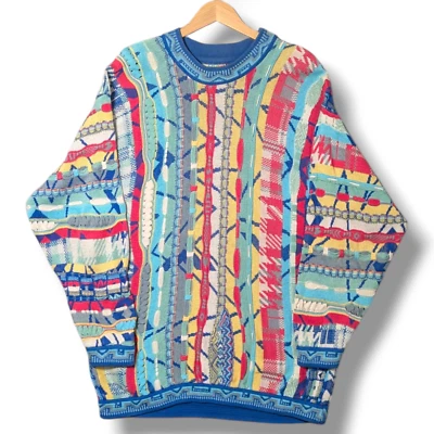 COOGI Sweater Mens Medium 3D Knit Jumper Pure New Wool Australia Pastel - Image 1 of 4