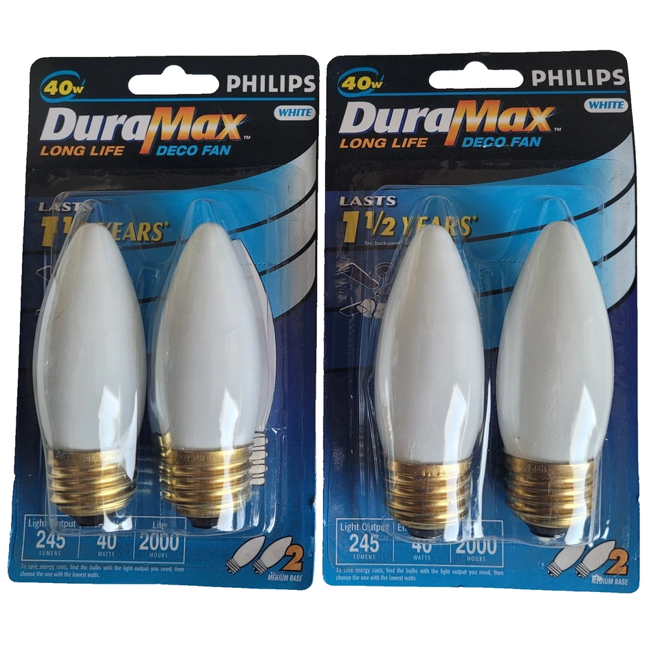 4- Philips Duramax Light Bulb White Long Life 40W Medium Base Ceiling Deco Fan - Image 1 of 4
