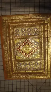 Antique Leather Book Cover With Intricate 22k Gold Inlay and design art - Picture 1 of 15