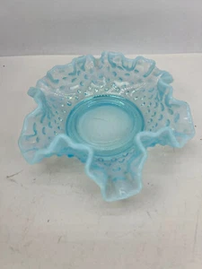 Fenton hellblau Rüschen Nagelglas 6" antik Teller geformter Rand Schmuckstück - Bild 1 von 9