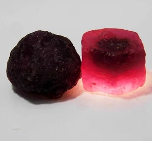 82 Ct Natural Earth Mined Madagascar Red Ruby Rough Unheated Loose Gemston Pair - Picture 1 of 4