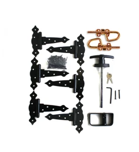 Shed Door Hardware Kit 8" Decorative Hinges, T Handle, Barrel Bolts, Screws - Picture 1 of 4
