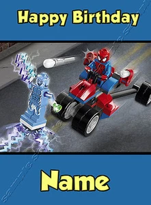 Lego Spiderman Super Heroes - Personalisierte Geburtstagskarte Sohn Enkel Bruder - Bild 1 von 1
