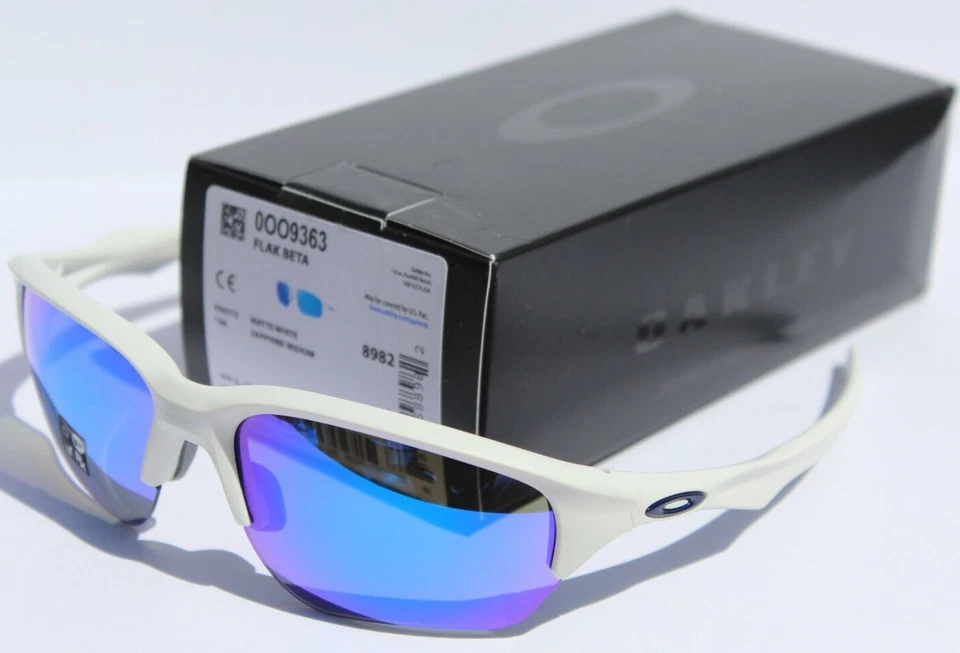 Oakley Flak Beta Men's Sunglasses - Matte White/Sapphire Iridium Lenses