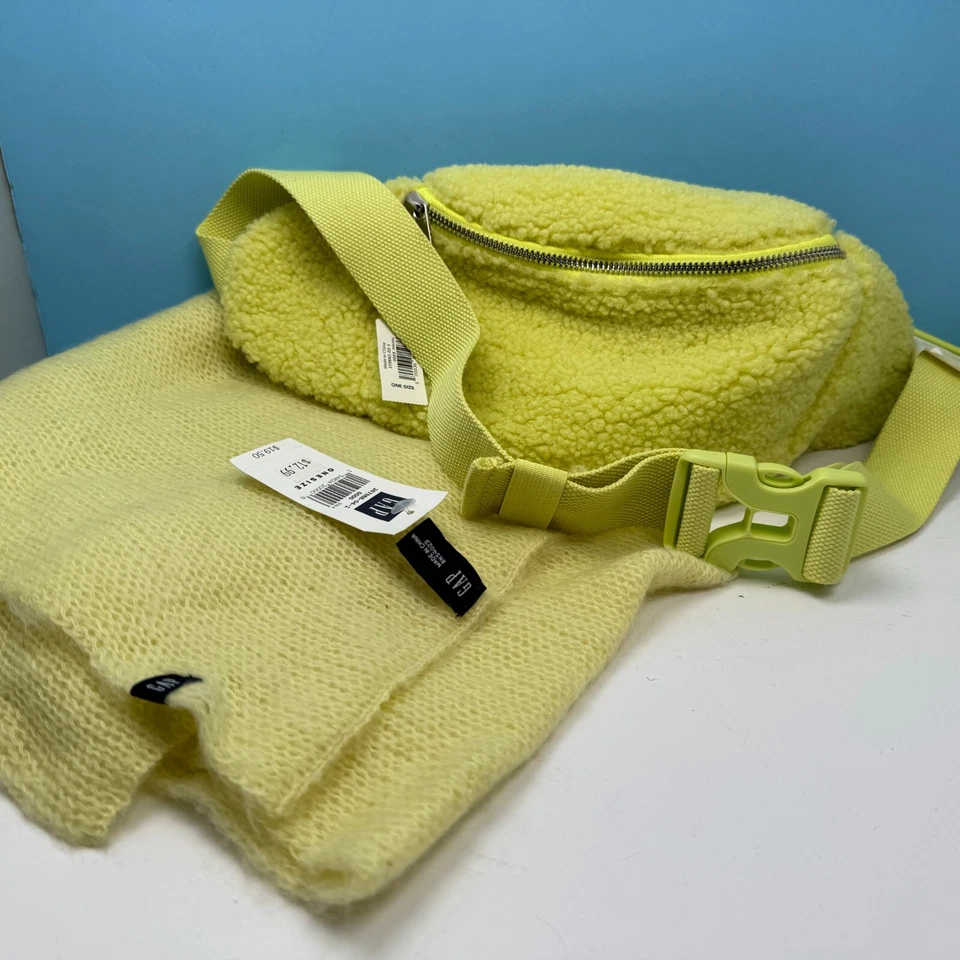 Riñonera verde lima bufanda polar hueca y suave 12" x 65" color a juego Foto 1 de 4