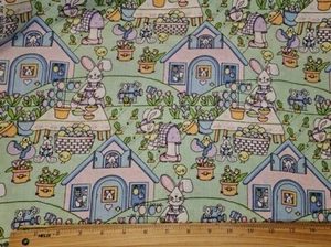 SPRINGS Fabric - Easter Village - Bunnies - Eggs - by the HALF yard - Picture 1 of 2