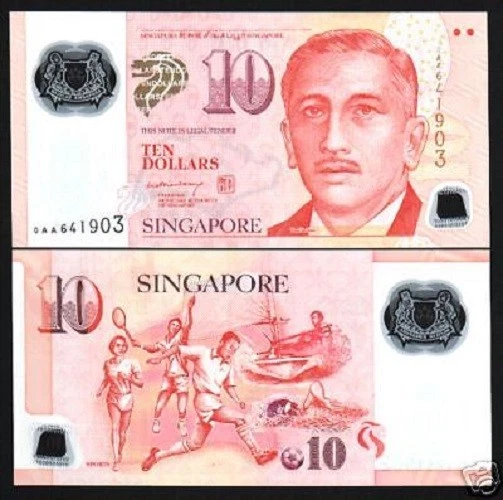 SINGAPORE 10 DOLLARS P48 2004 LHL SIGN 8AA UNC POLYMER SCOUT TENNIS SOCCER NOTE - Image 1 of 1