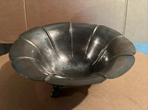 1930’s American Pilgrim Solid Pewter 2150 Koi Fish Tri-Pedestal Compote Bowl - Picture 1 of 7