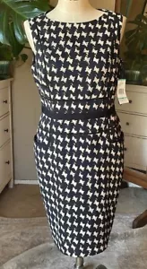 JONES NEW YORK Black Houndstooth Sheath Dress Size 16 NWT - Picture 1 of 8