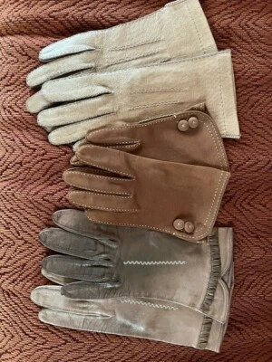 Винтажные кожаные перчатки викторианской эпохи — 3 пары - Изображение 1 из 4