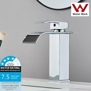SHINESIA Bathroom Square Waterfall Chrome Basin Mixer Vanity Faucet Tap WELS - Picture 1 of 8