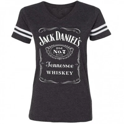 Camiseta de fútbol Jack Daniel's Nº 7 gris whisky manga rayas para mujer GRANDE Foto 1 de 4